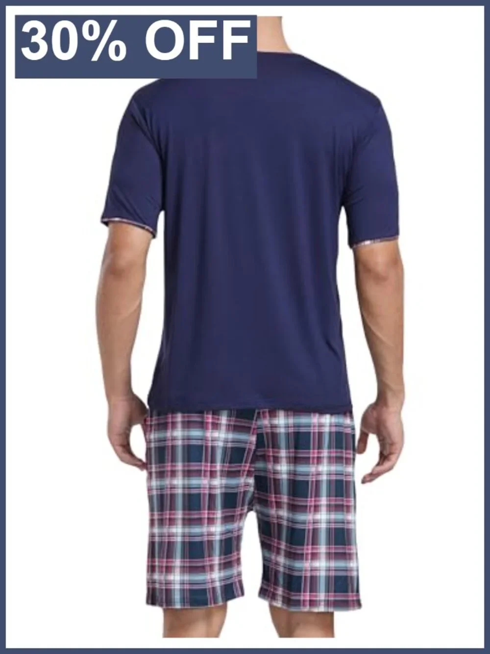 Men's Pajama Set Short Sleeve Shirt & Shorts Lightweight Soft Lounge Sleepwear